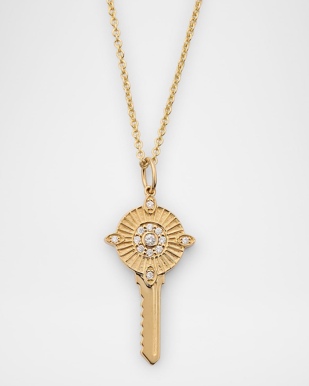 14K Yellow Gold Medium Tiffany Chain Necklace with Protection Key Charm