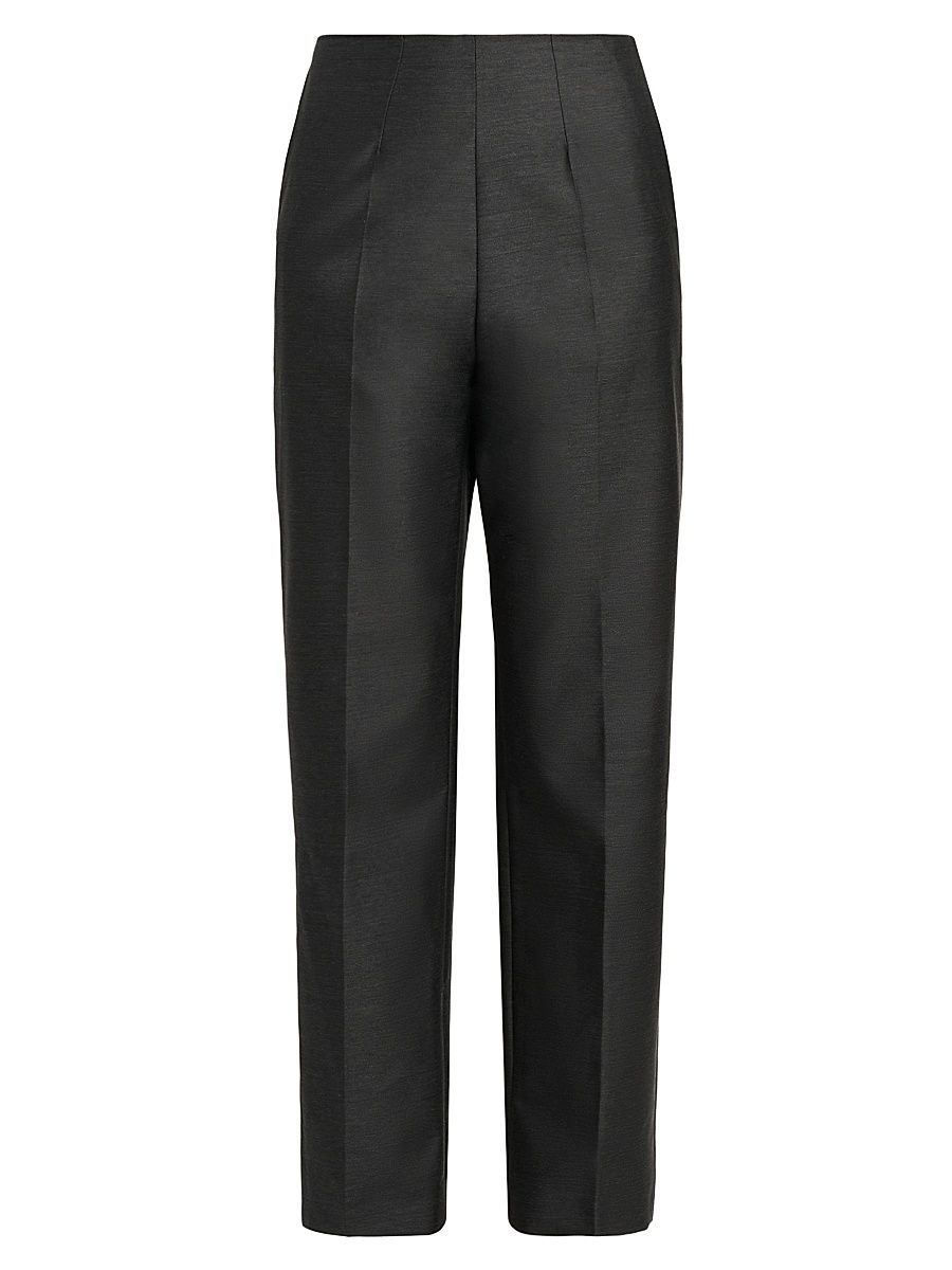 Women's Virgin Wool-Silk Trousers - Grey - Size 10
