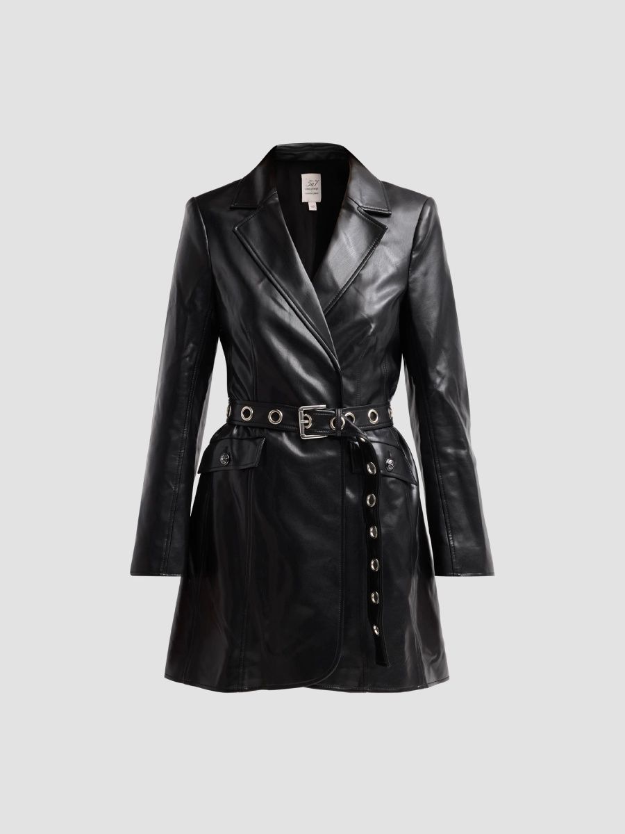 Women's Harlow Faux Leather Mini Dress - Black - Size 14