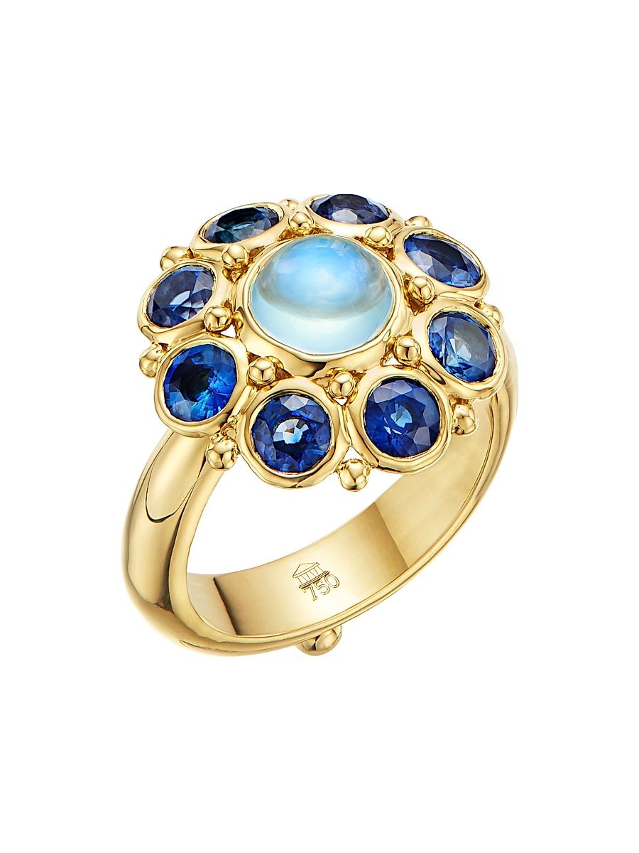 Women's Florence86 Stella 18K Yellow Gold, Blue Sapphire & Blue Moonstone Ring - Yellow Gold - Size 7