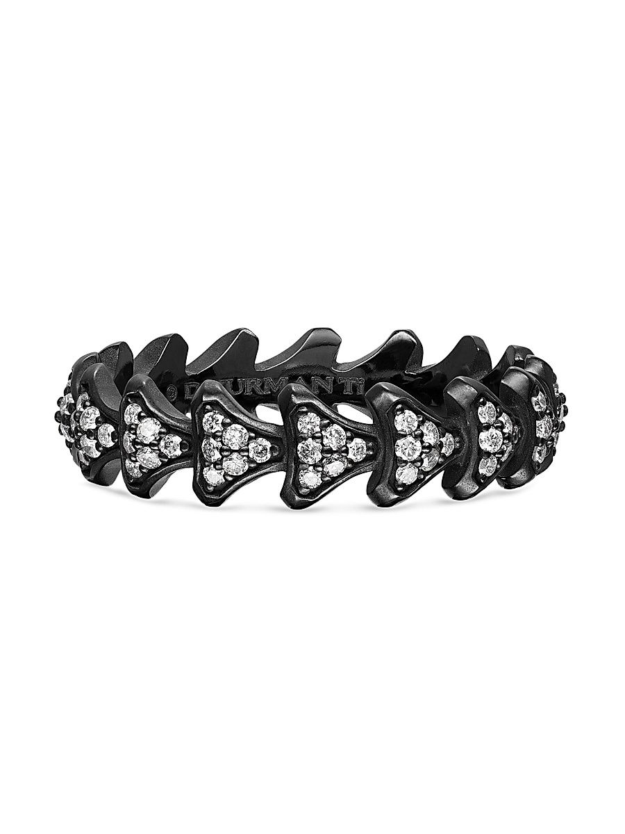 Men's Armory Band Ring in Black Titanium - Diamond - Size 7