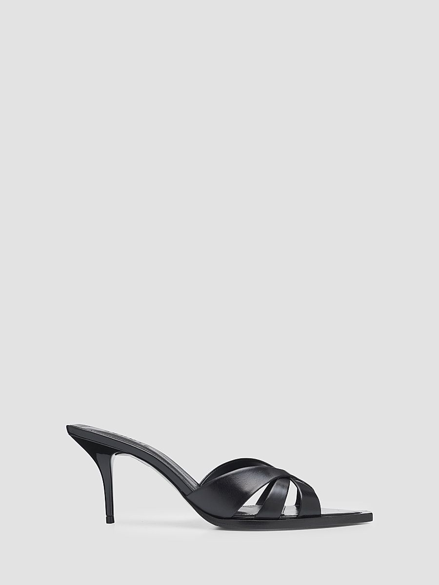 Women's Keefa Leaf 75MM Leather Mules - Black - Size 5