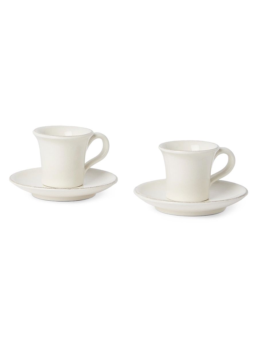 2 Piece Ceramic Expresso Cup Set with Saucer - Brown