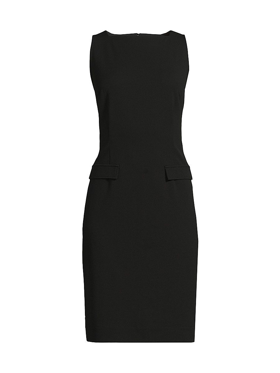Women's Deco Crepe Boat Neck Sheath Minidress - Black - Size XL