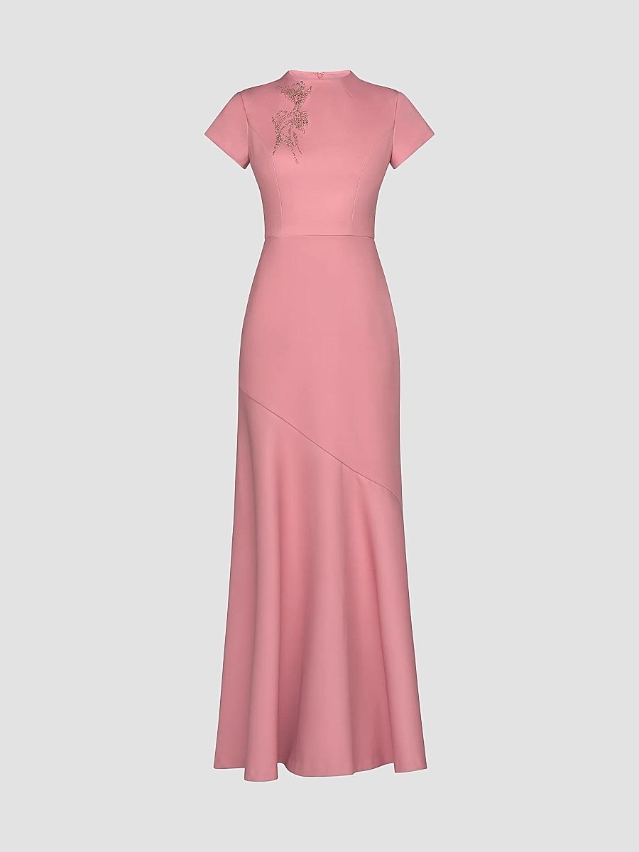 Women's Morrigan Beaded Crepe A-Line Gown - Blush Rose - Size 16