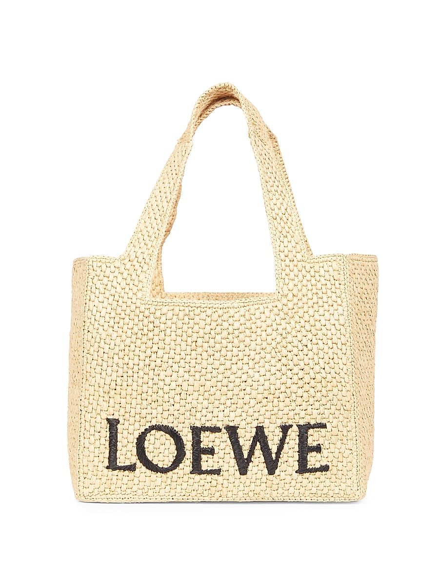 Women's LOEWE x Paula's Ibiza Medium Raffia Logo Tote Bag - Natural