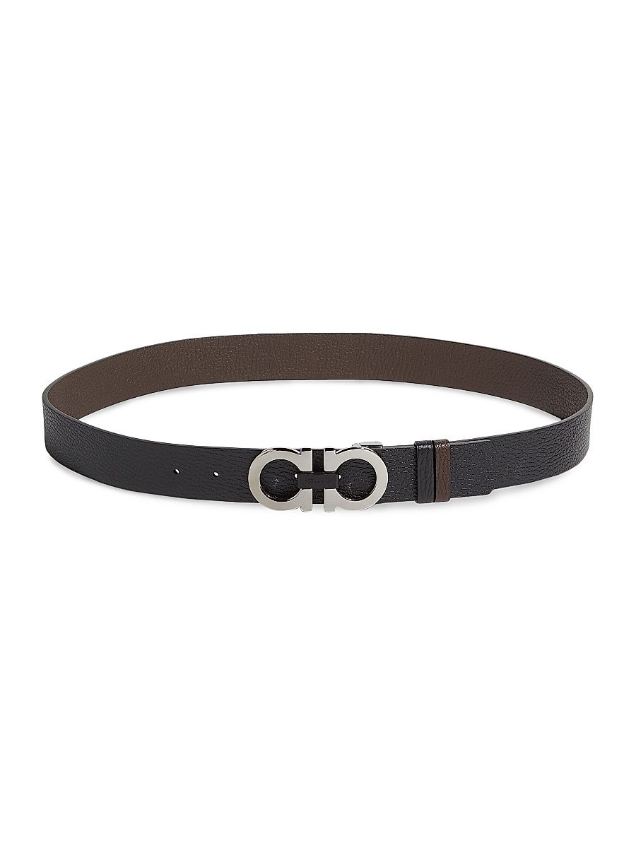 Men's Gancini Buckle Adjustable Cut-to-Size Reversible Belt - Nero Hickory - Size 34