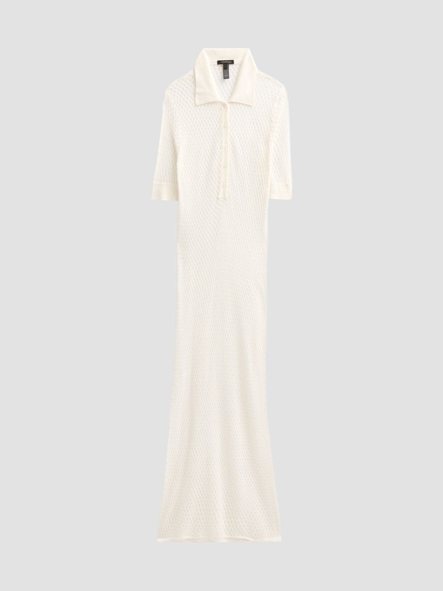 Kiki de Montparnasse Women's High Summer Silk Crochet Polo Dress - Ivory - Size Large