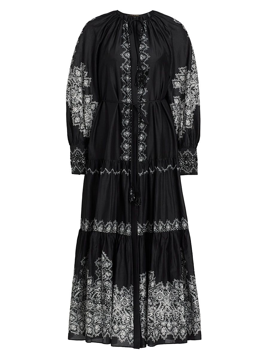 Women's Lauryn Cotton-Silk Maxi Dress - Black - Size XS