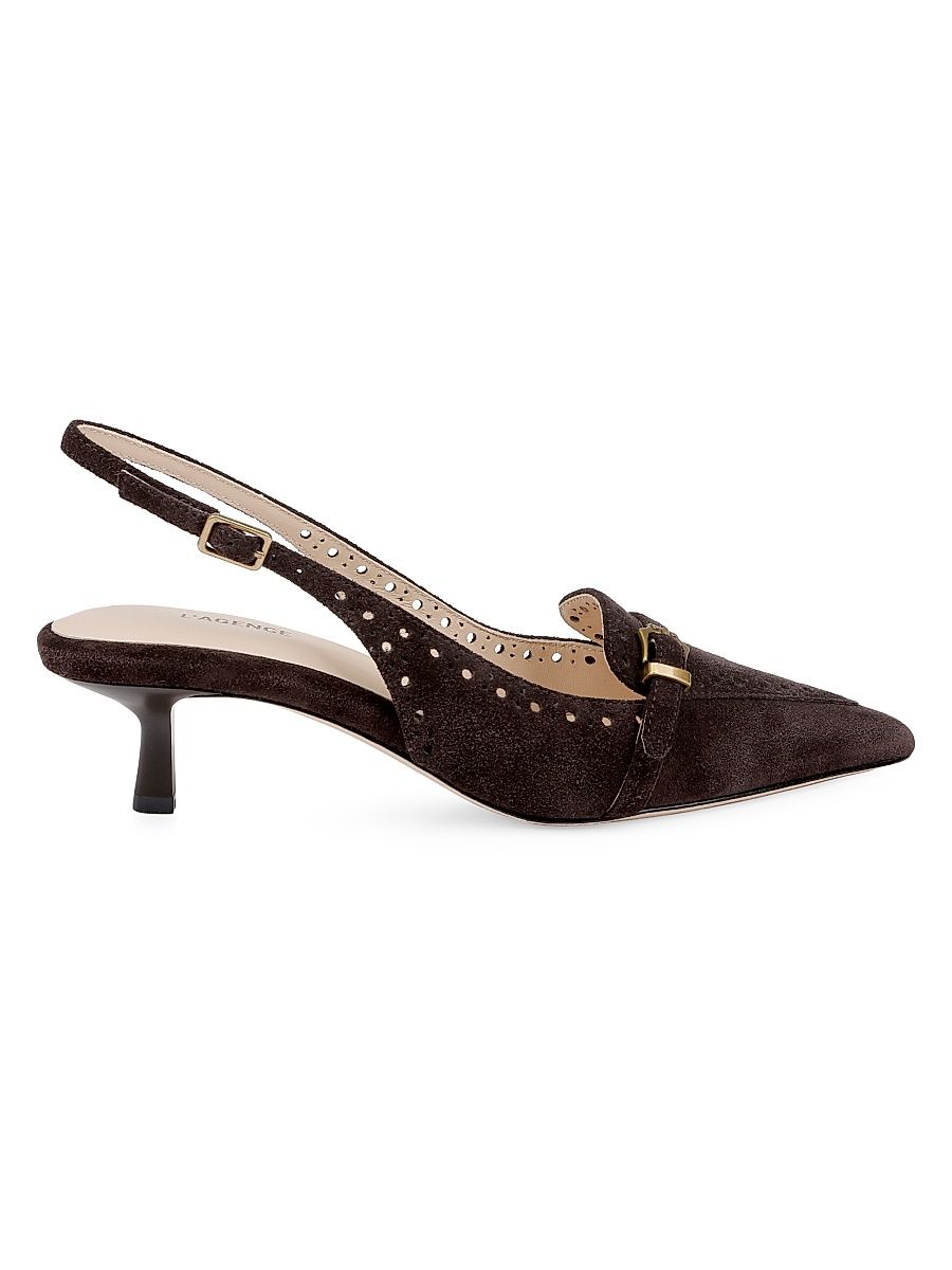 Women's Lourdes 45MM Suede Slingback Pumps - Dark Brown Suede - Size 6.5