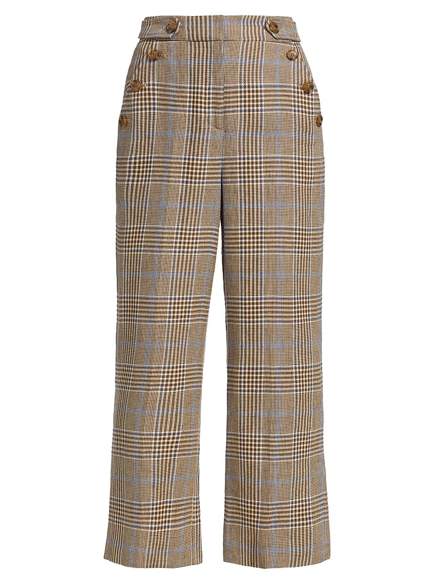 Women's Hunter Wide-Leg Cropped Pants - Camels Teel Blue Multi - Size 8