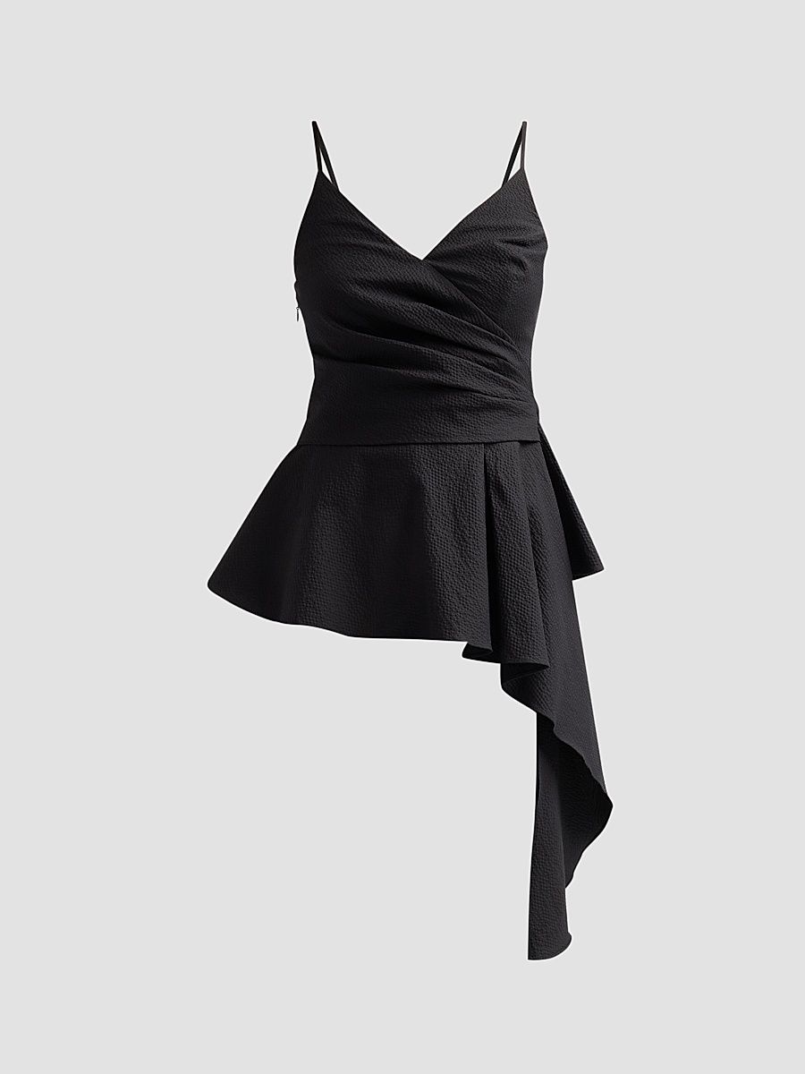 Women's Solange Textured Draped Top - Black - Size 12