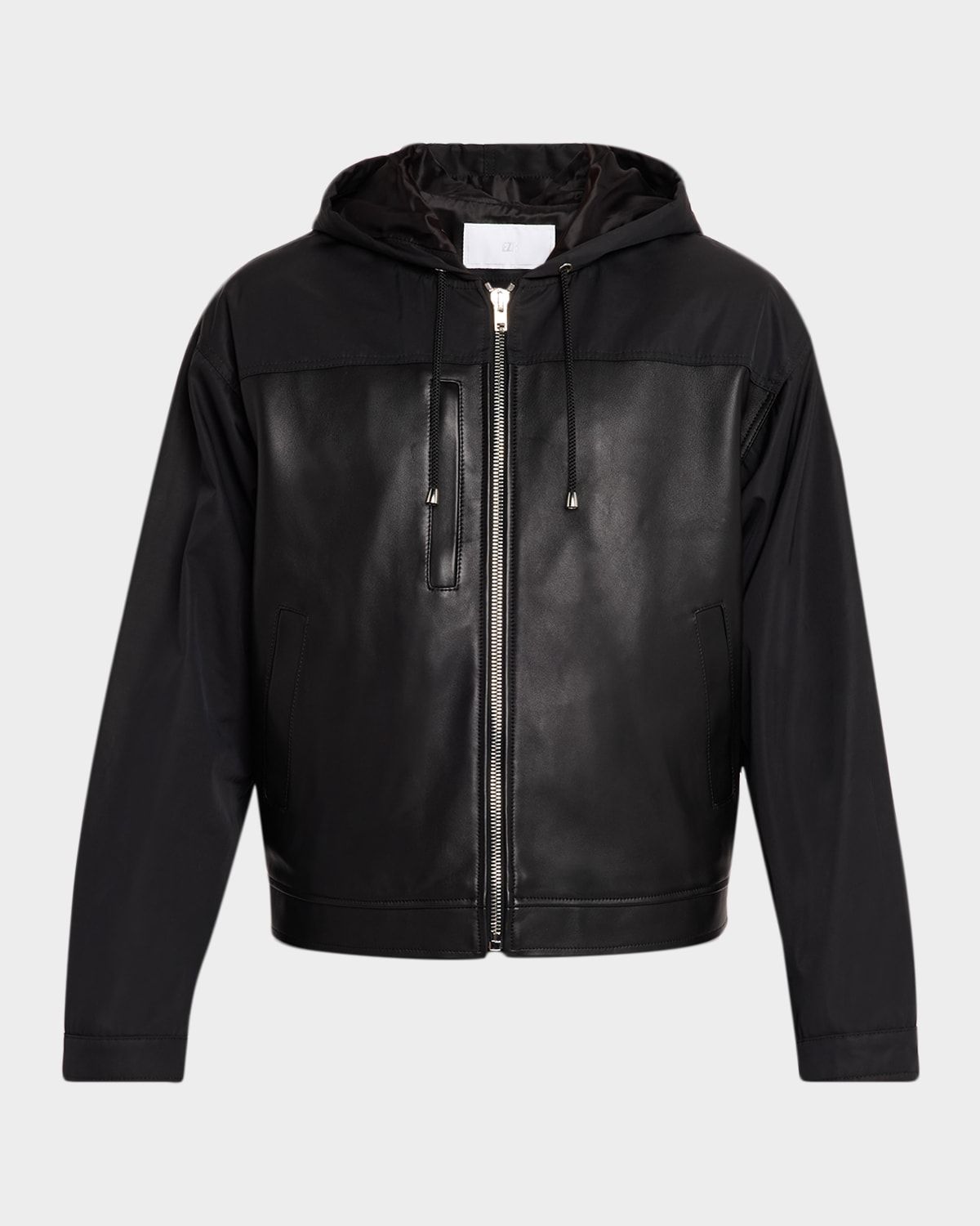 Men & apos;s Nylon and Leather Full-Zip Hoodie