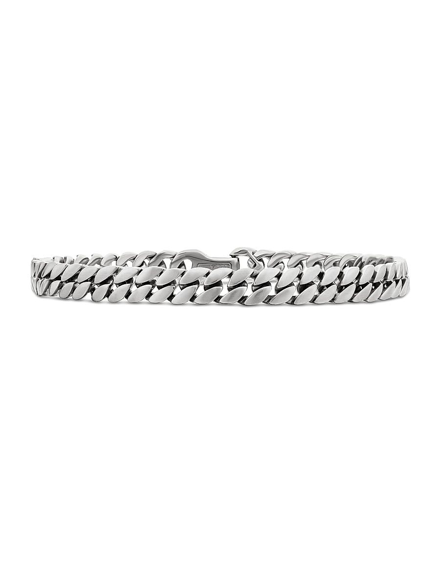 Men's Curb Chain Bracelet in Sterling Silver - Silver - Size Small