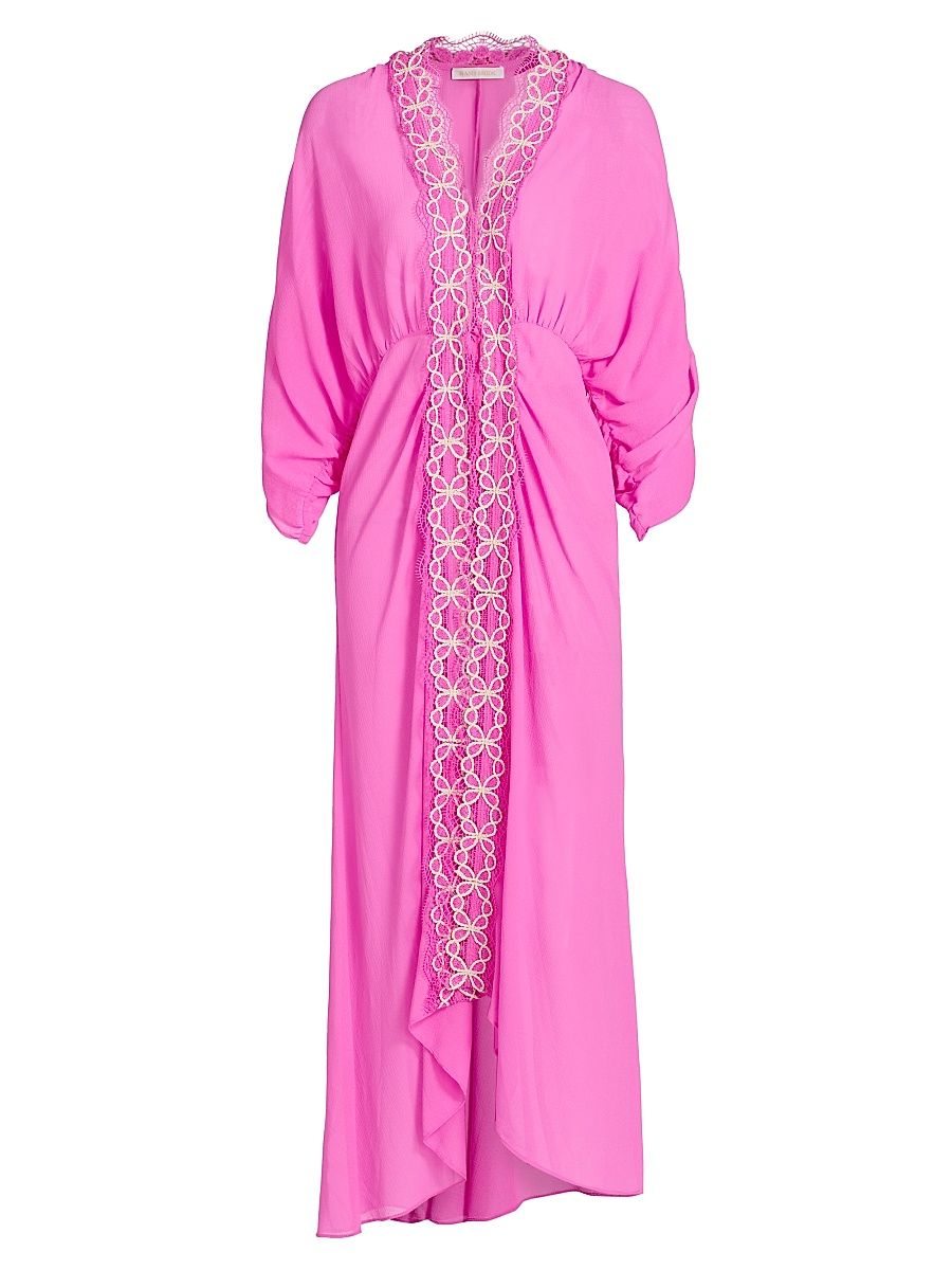 Women's Riley Embroidered Maxi Dress - Radiant Pink - Size Medium