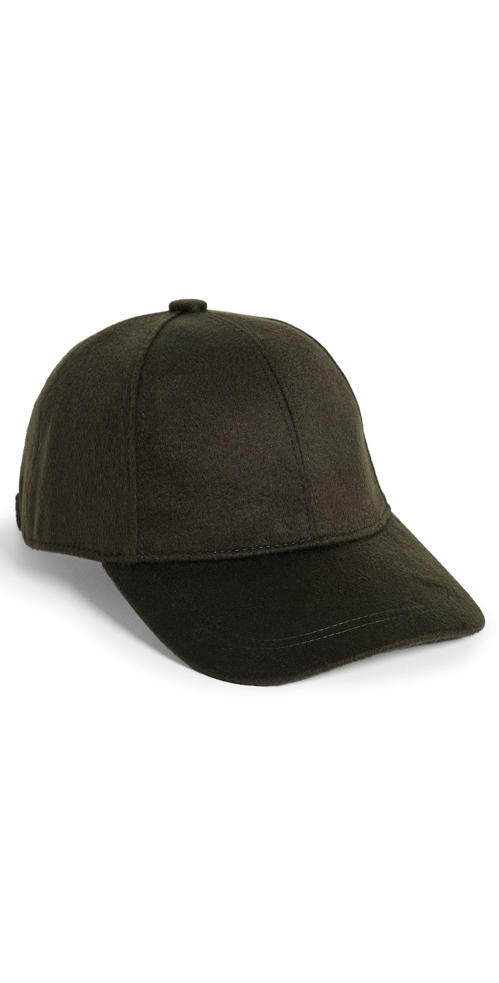 Vince Cashmere Baseball Cap with Leather Strap DARK LEAF S/M