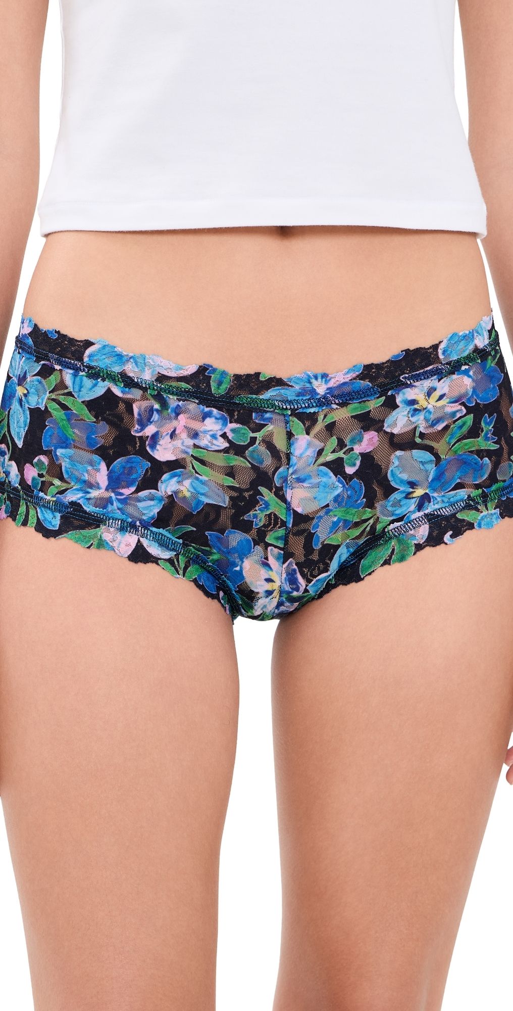 Hanky Panky Signature Lace Incognito Boy Shorts Ocean Blooms XS