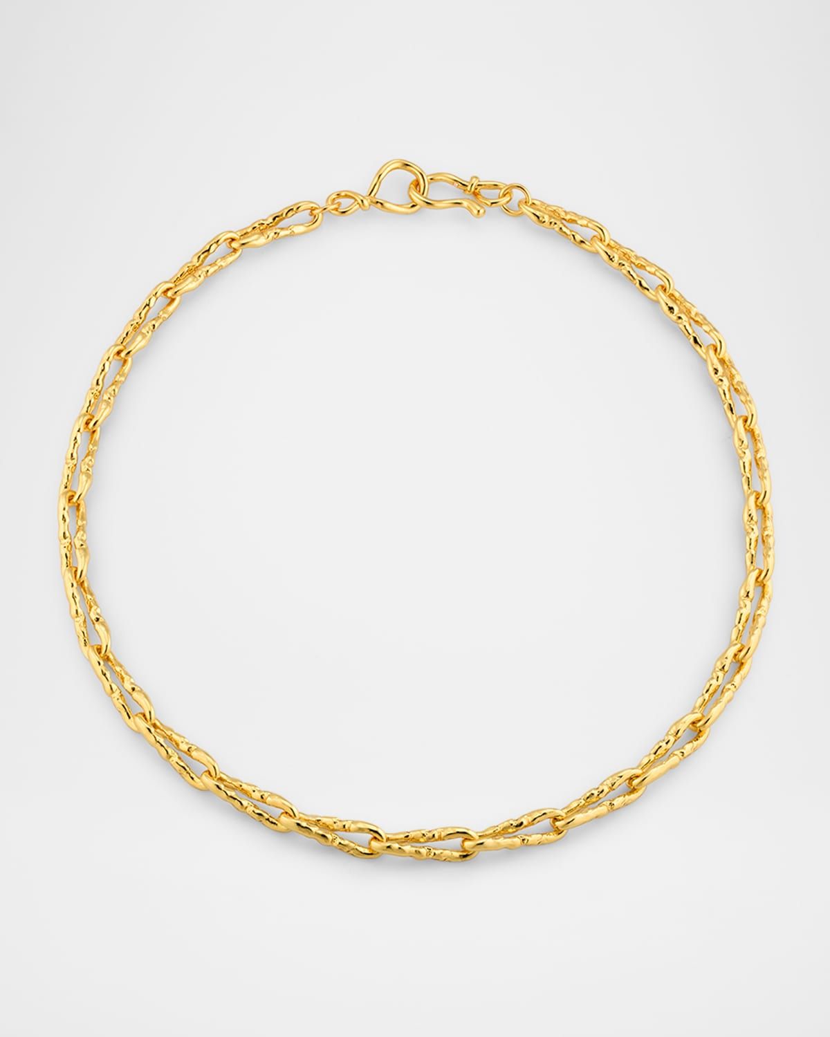 Brut Gold Twisted Link Necklace, 16"L