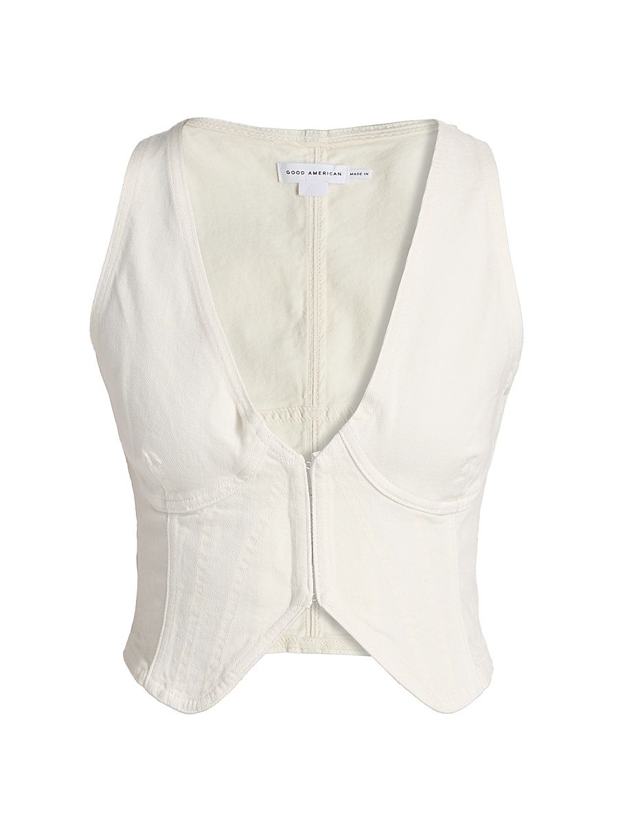 Women's Denim Vest - Cloud White - Size Medium