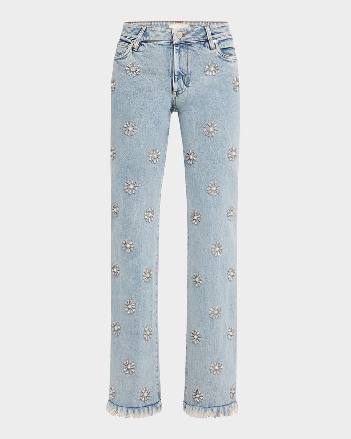 Roxie Low-Rise Embellished Straight Jeans