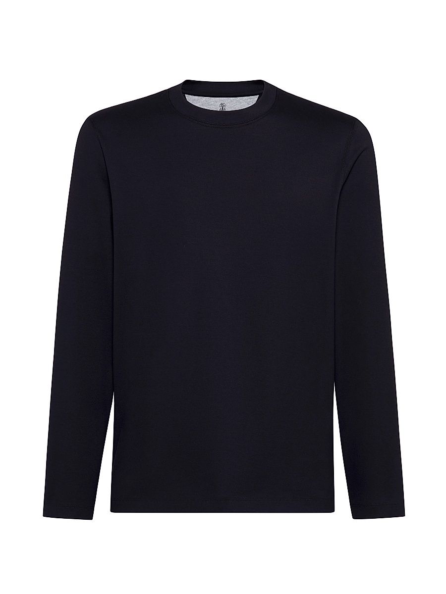 Men's Cotton Jersey Long Sleeve Crew-Neck T-Shirt - Blue - Size XL