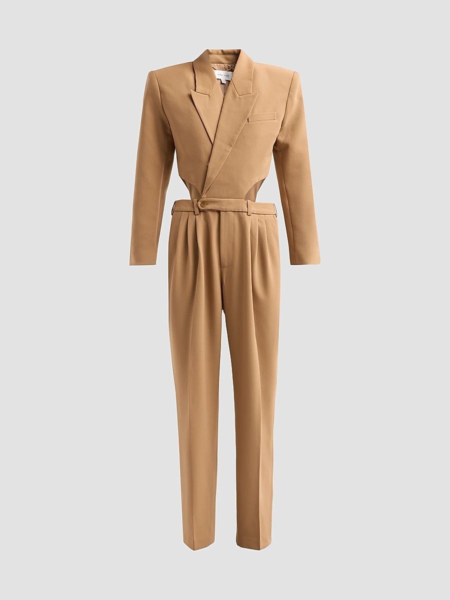 Women's Scyla Cut-Out Blazer Jumpsuit - Camel - Size XS
