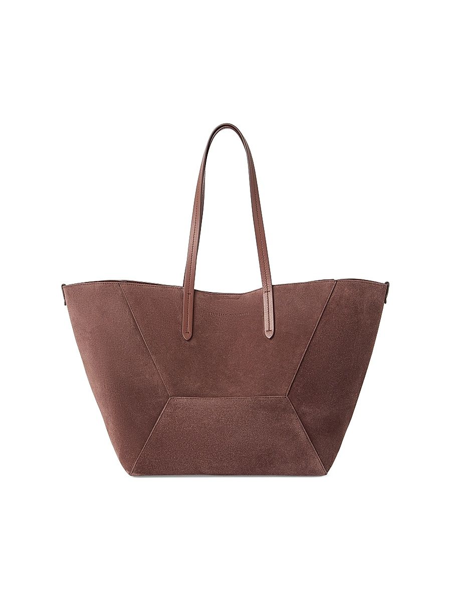 Women's Duo Tote Bag in Suede - Burgundy
