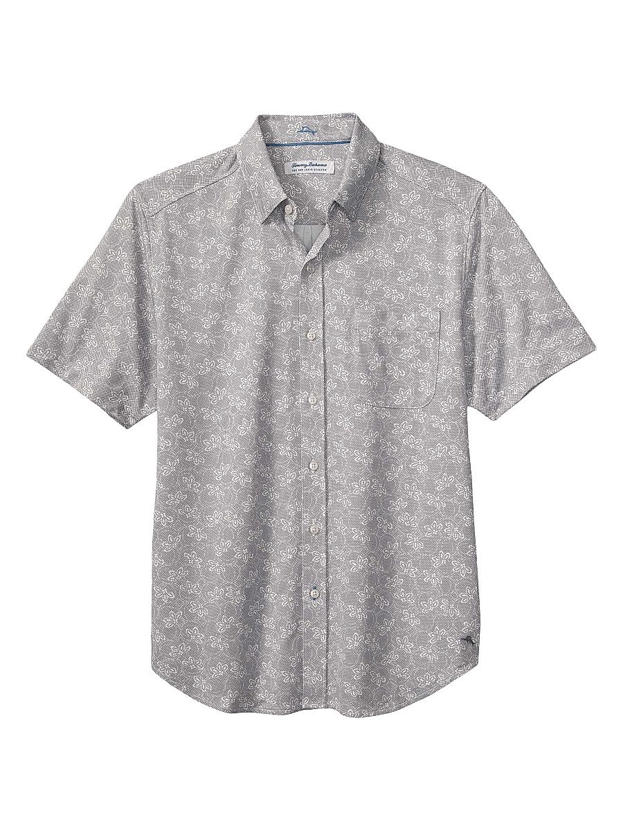 Men's San Lucio Lotus Short-Sleeve Shirt - Storm Gray - Size Large