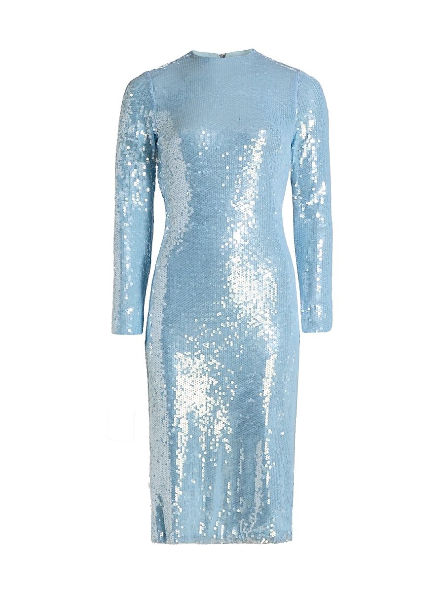 Women's Sequined Sheath Cocktail Dress - Airy Blue - Size 12