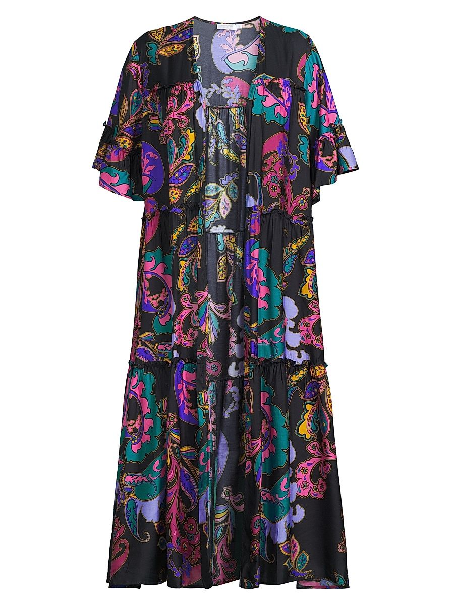 Women's Plus Fatima Tiered Cover-Up Duster - Fatima Black - Size 22