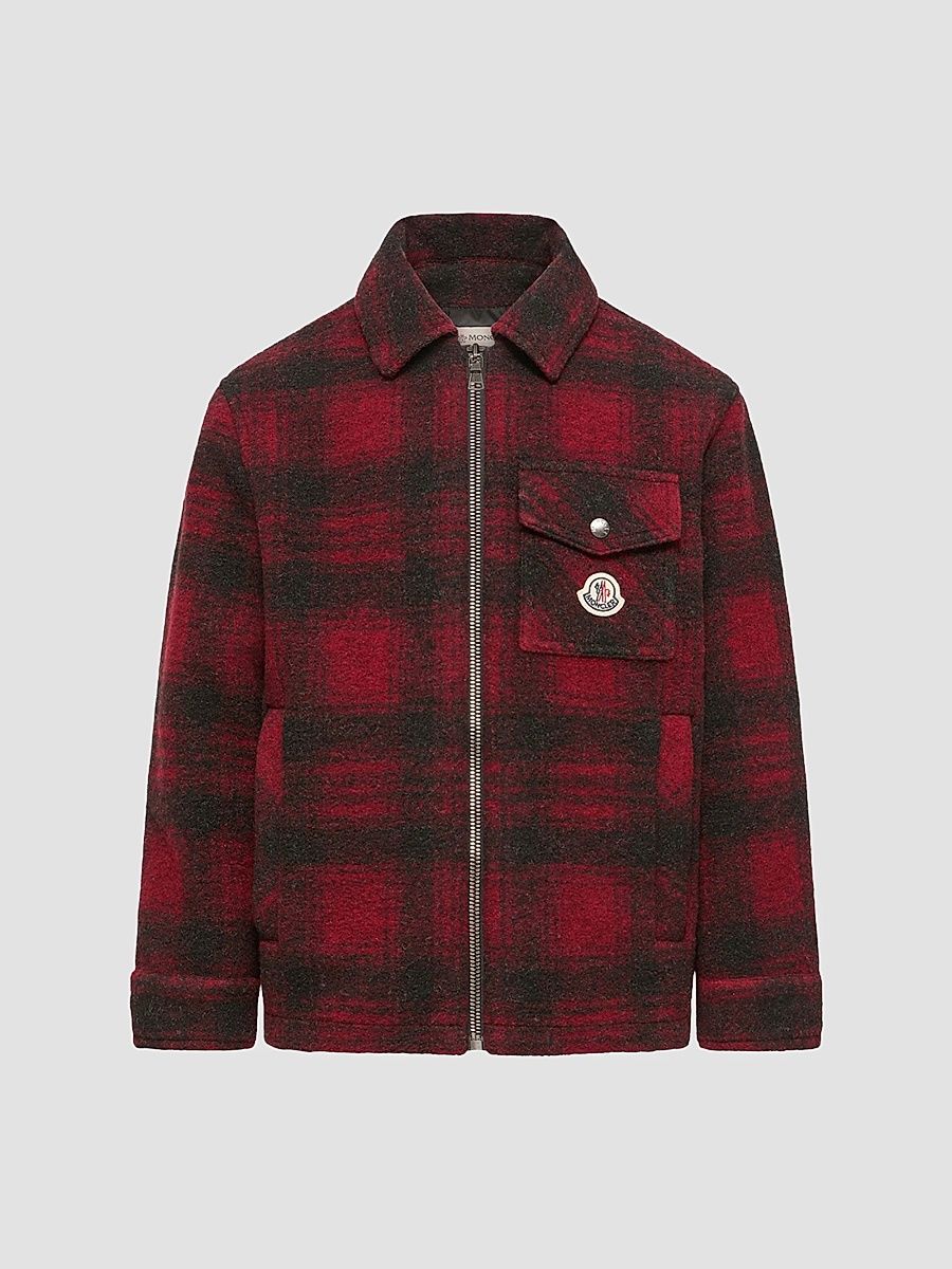 Little Boy's & Boy's Check Jacket in Wool - Red Black - Size 14