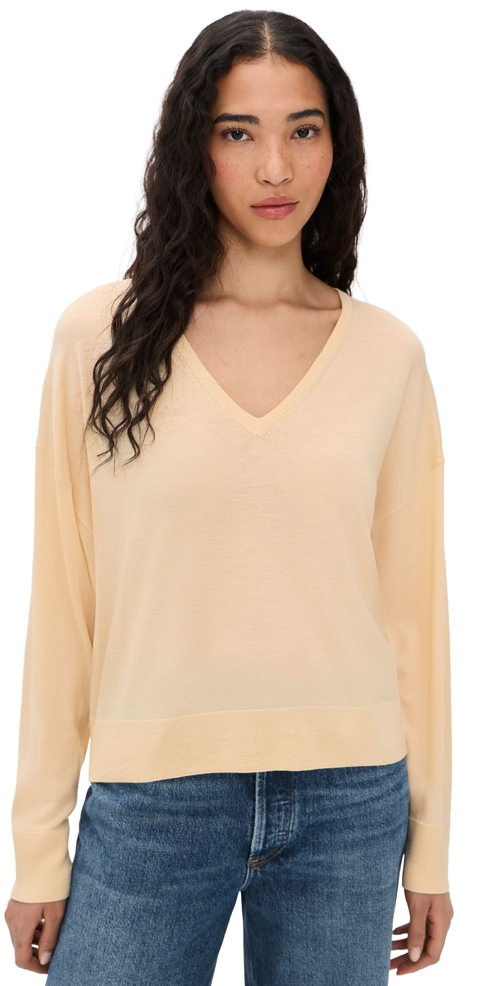 Jenni Kayne Dree V Neck Sweater Pale Yellow XL
