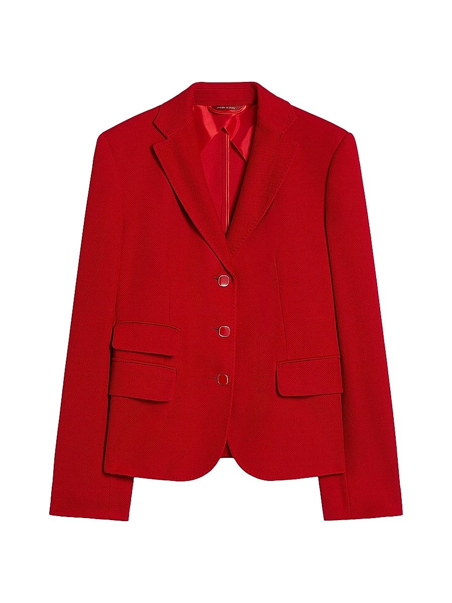 Women's Single Breasted Piqué Jersey Jacket - Red - Size 16