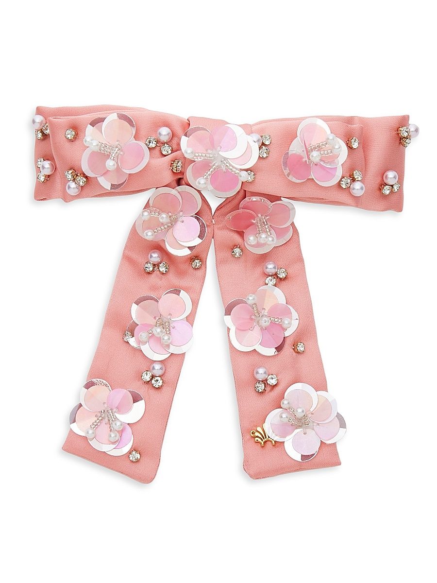 Women's Antoinette Floral Bow Barrette - Blush Melon