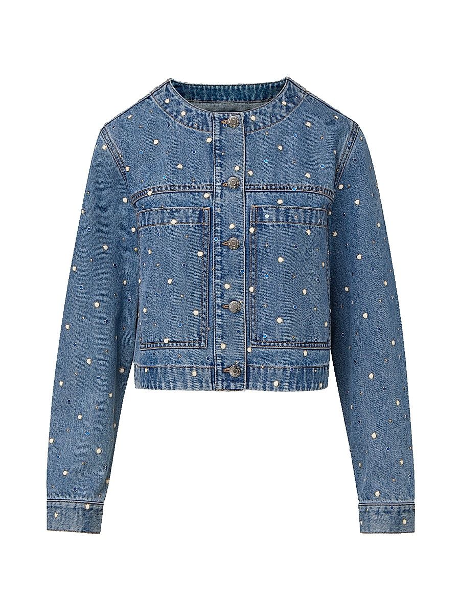 Women's Lowry Bezel Stud Denim Jacket - Amethyst Frost - Size XL