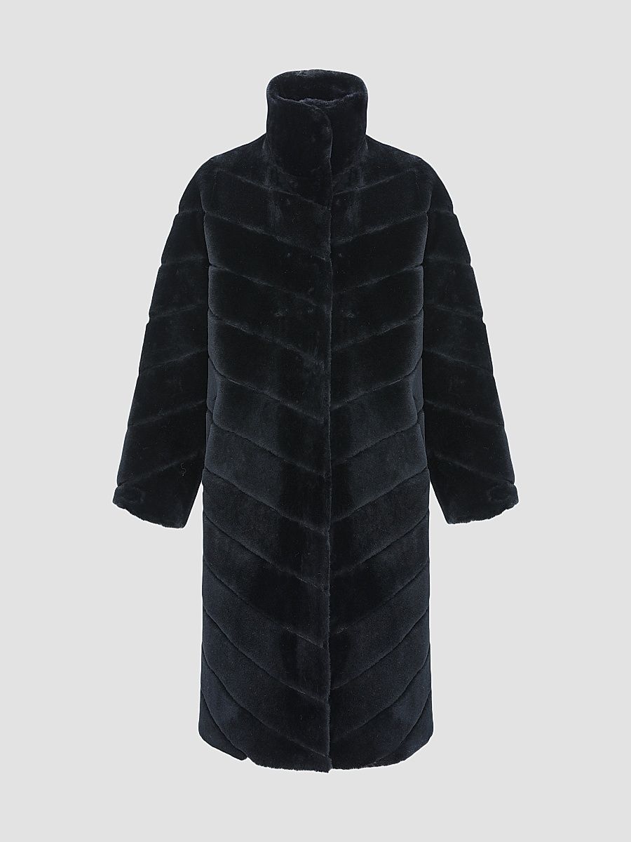 Women's Reversible Merino Shearling Lamb Chevron Short Coat - Black - Size XL