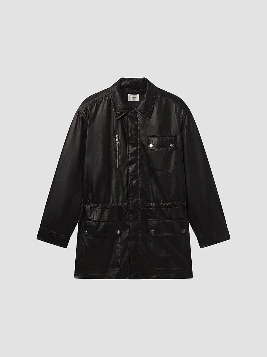 Women's The Paper Leather Safari Jacket - Black - Size Medium