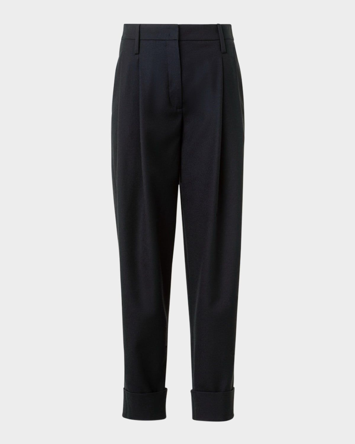 Franklyn Pleated Wool Tricotine Tapered-Leg Pants