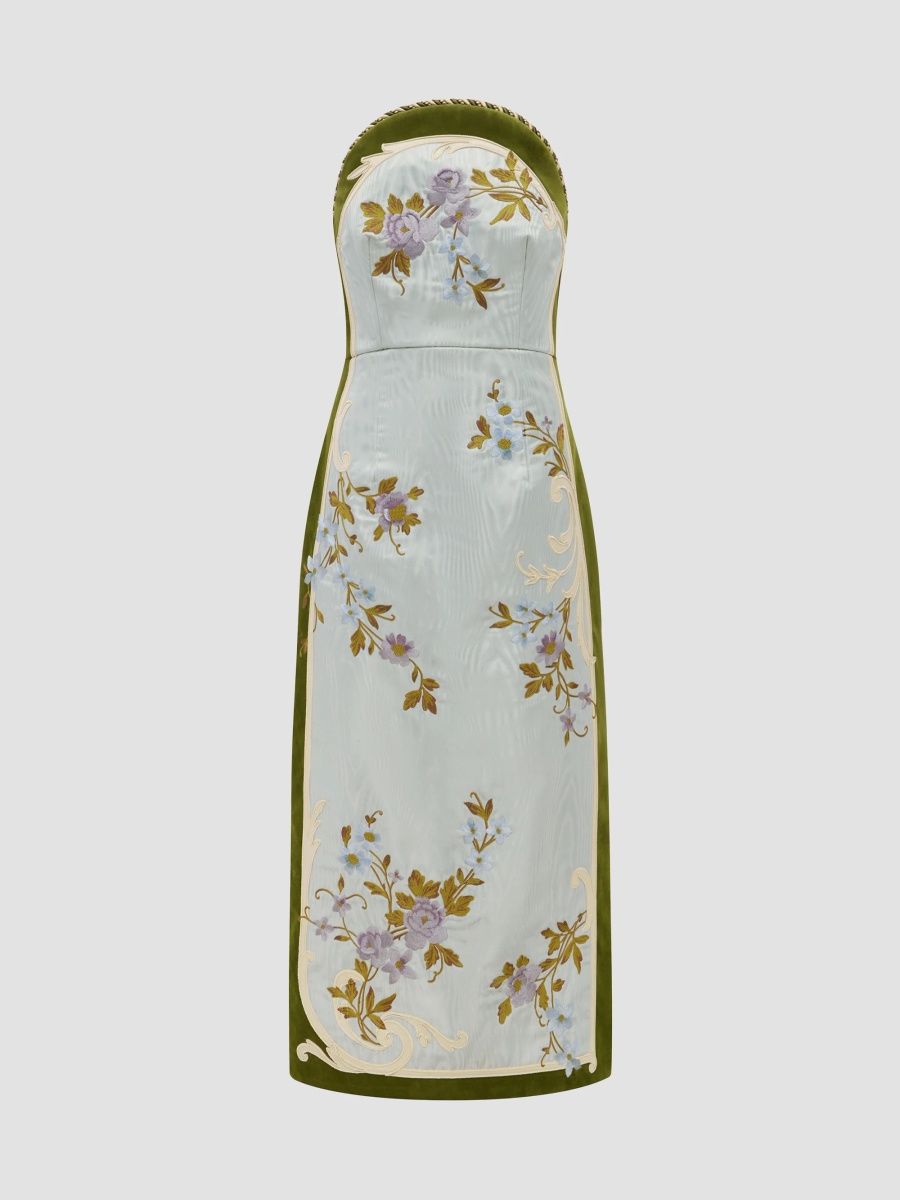 Women's Odessa Floral Linen-Cotton Blend Midi Dress - Multi - Size 10