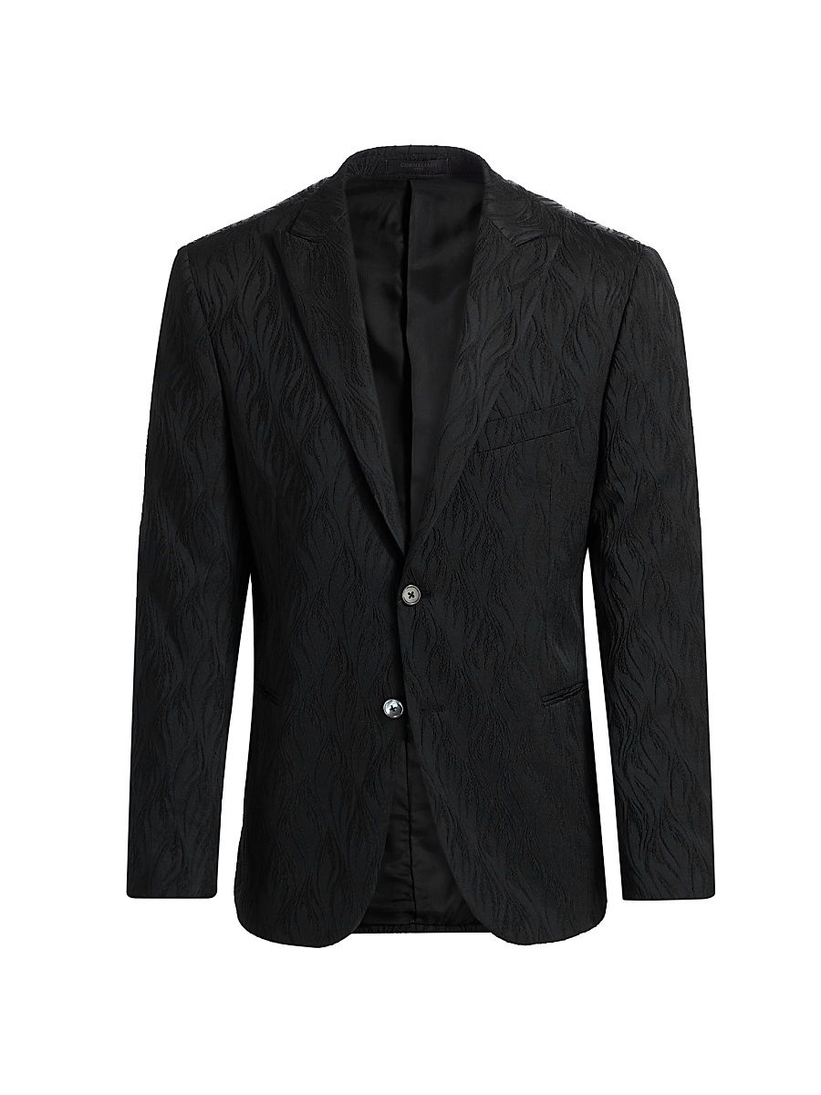 Men's Black Flame Single-Breasted Evening Jacket - Black - Size 40