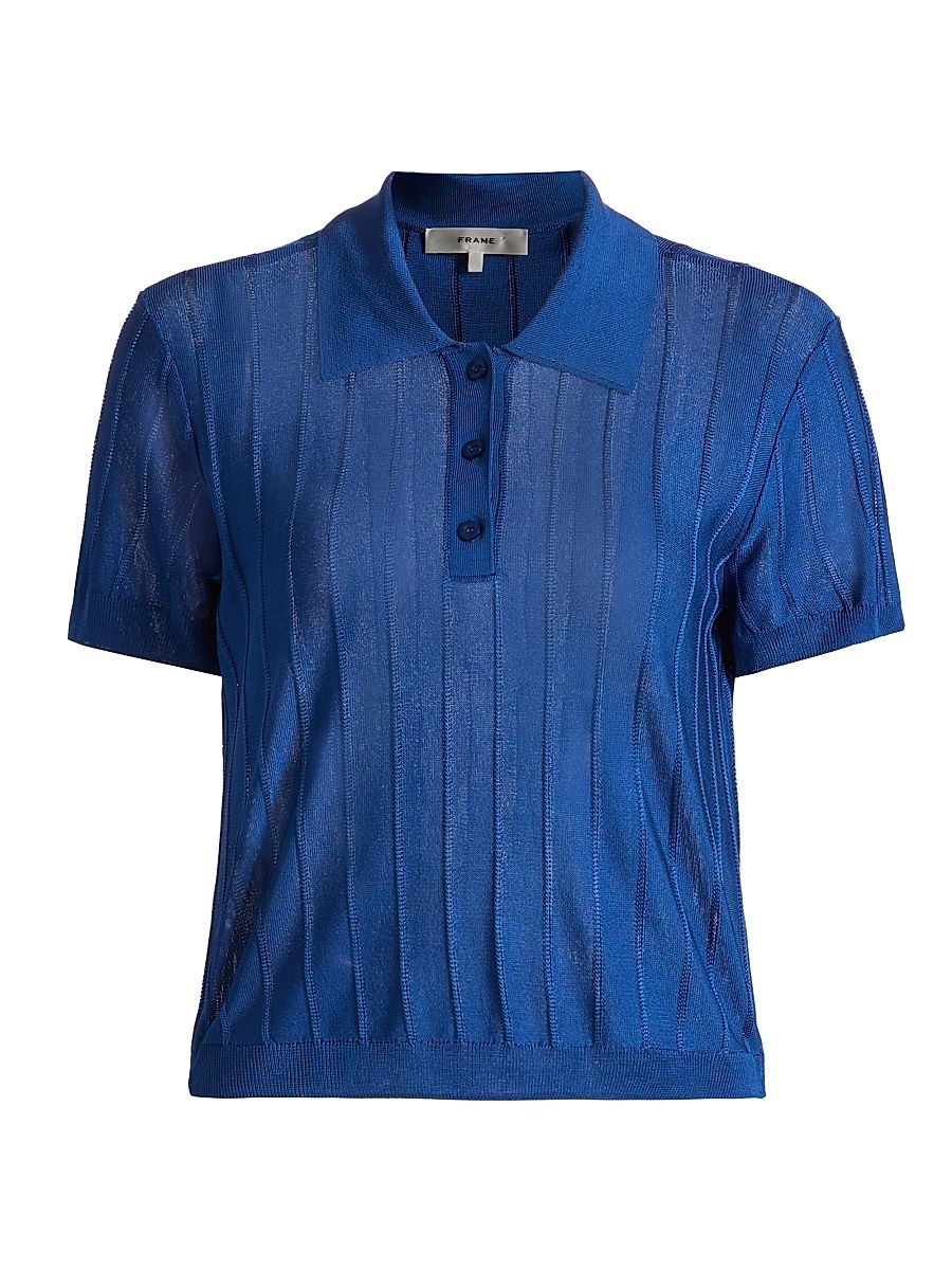 Women's The Ribbed Polo Shirt - Royal Blue - Size Large