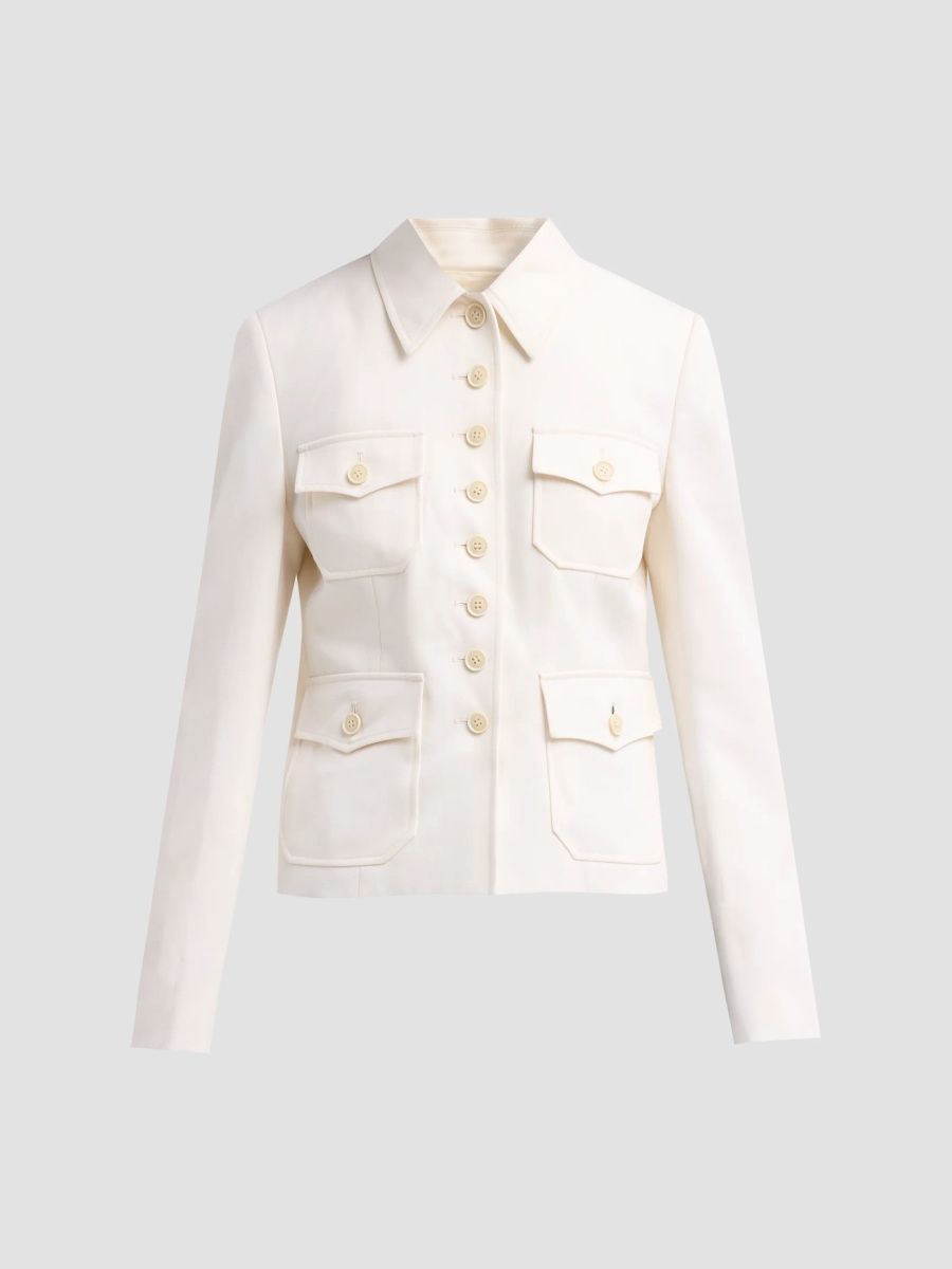 Nili Lotan Women's Jamison Wool Shirt Jacket - Stone - Size 2
