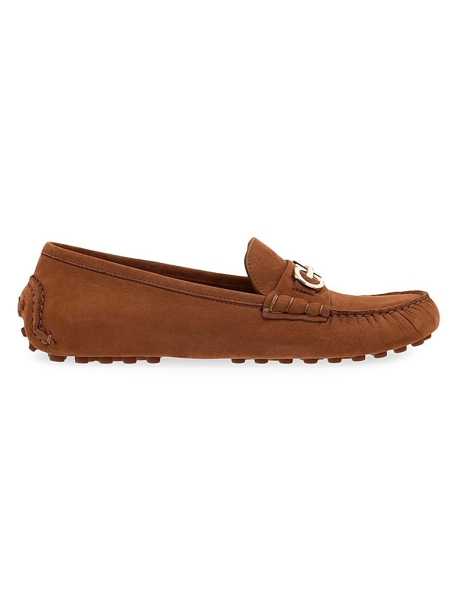 Women's Nubuck Gancini Driving Loafers - New Biscotto - Size 10.5