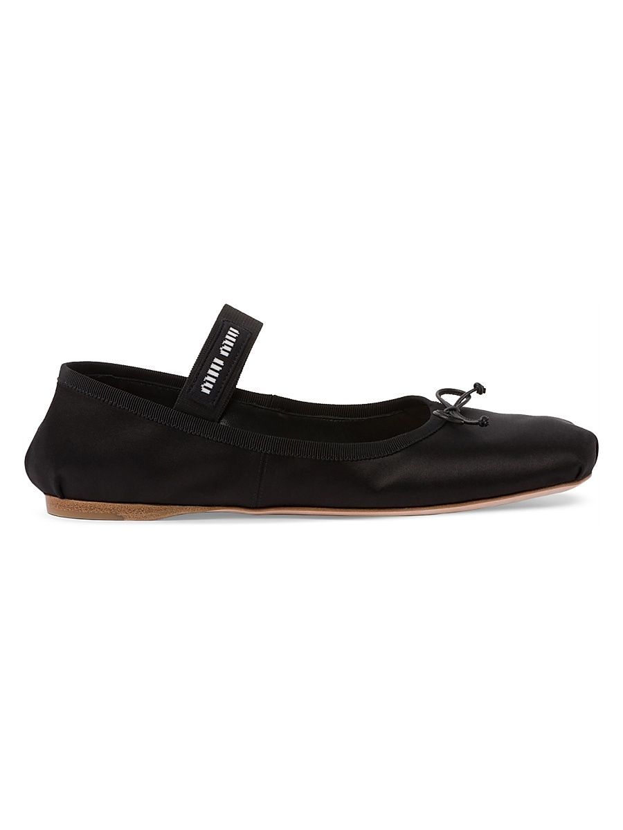 Women's Satin Ballerinas - Black - Size 4.5