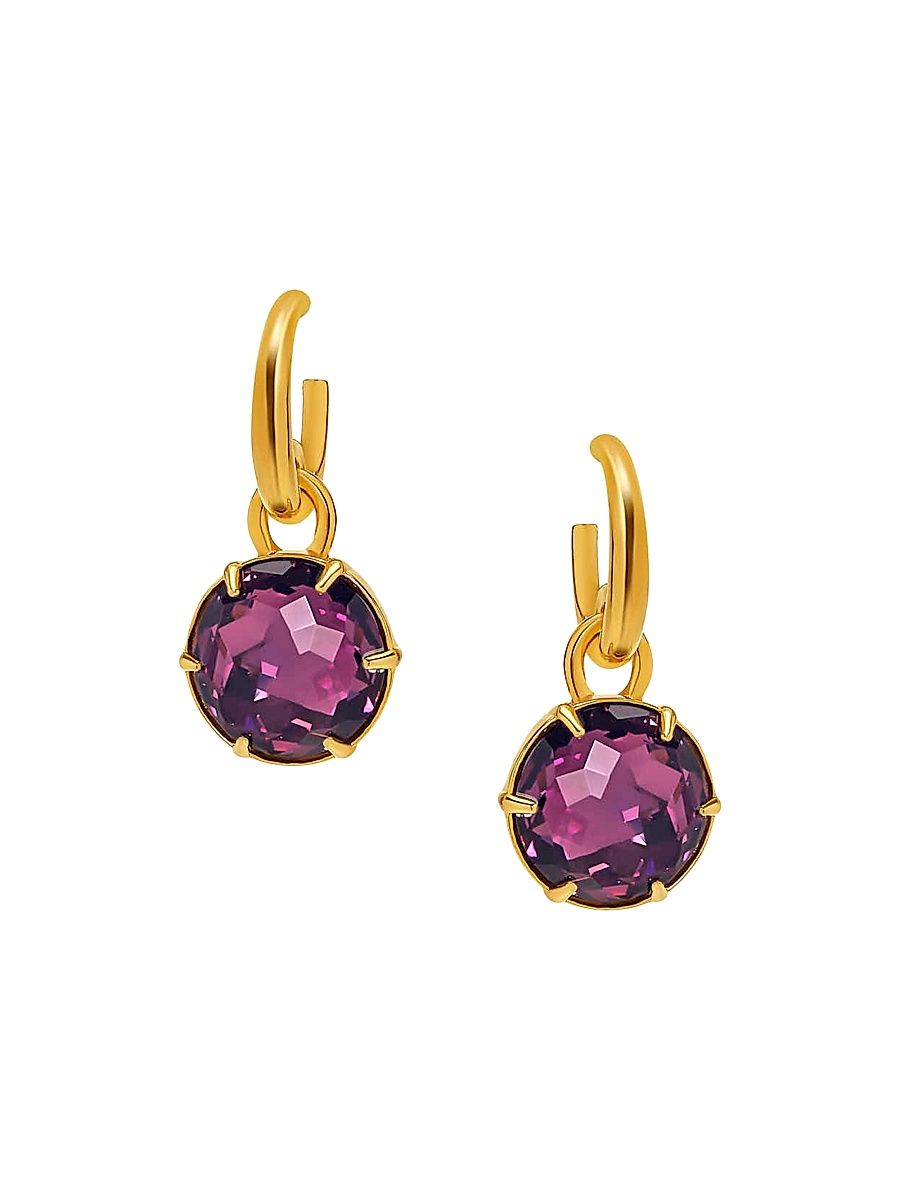 Women's 24K-Gold-Plated & Glass Crystal Mini Hoop Earrings - Iris
