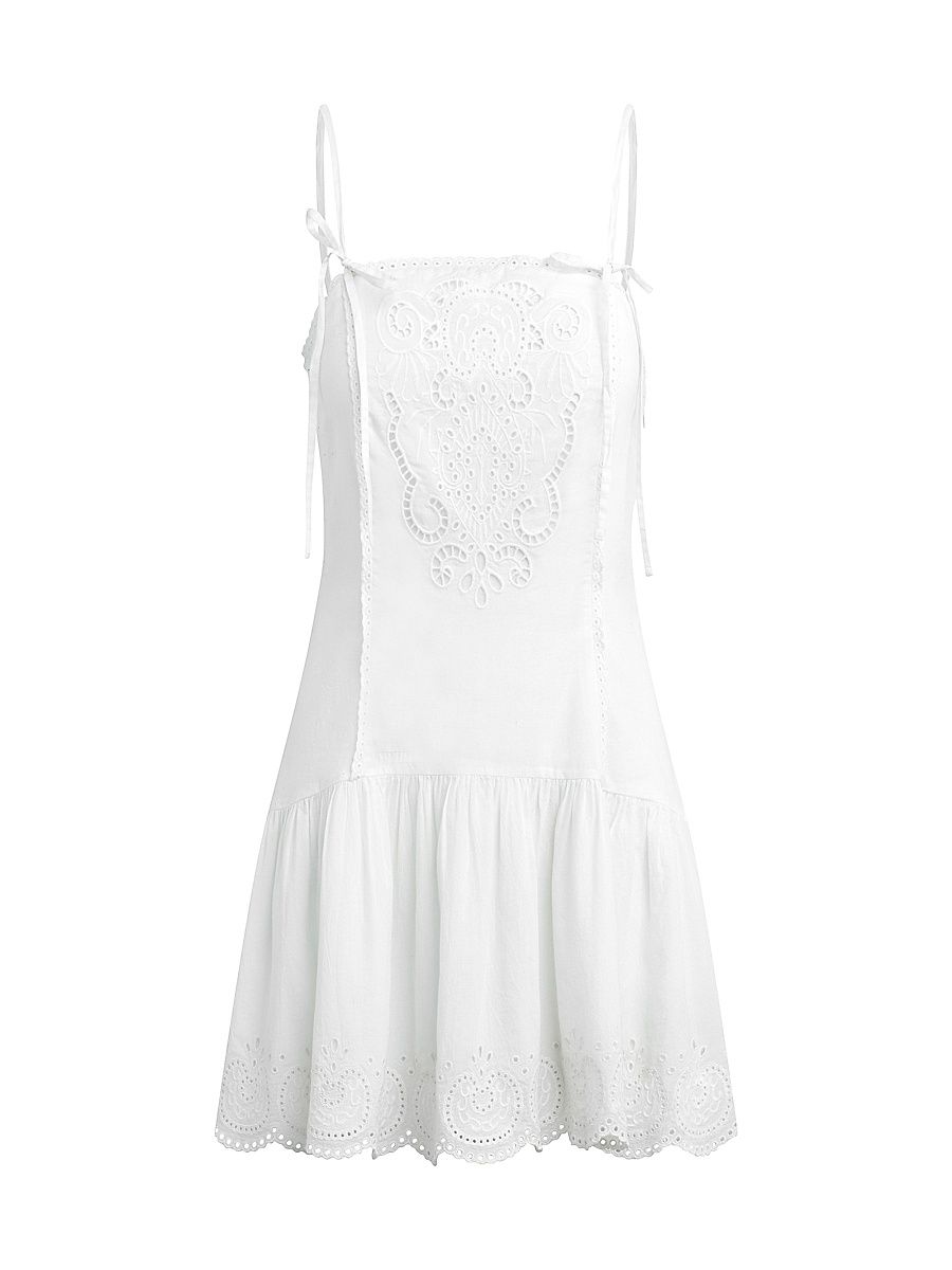 Women's Joe's Jeans x WeWoreWhat Destynee Eyelet Drop-Waist Minidress - White - Size XS