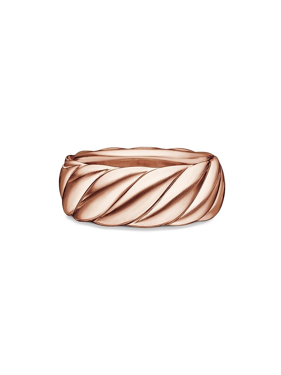Men's Sculpted Cable Contour Band Ring in 18K Rose Gold, 9MM - Rose Gold - Size 10