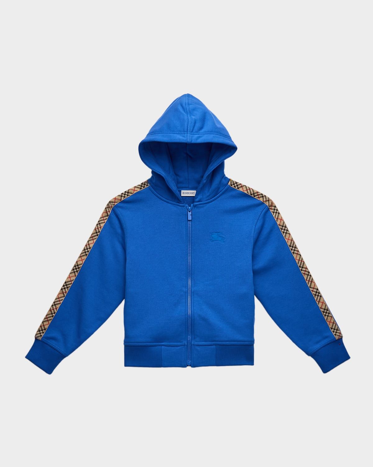 Boy & apos;s Check-Trim Cotton Zip Hoodie, Size 3-14