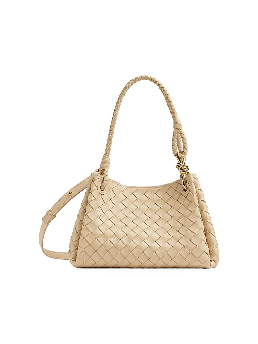 Bottega Veneta Women's Medium Parachute Intrecciato Leather Shoulder Bag - Tufo Muse Brass