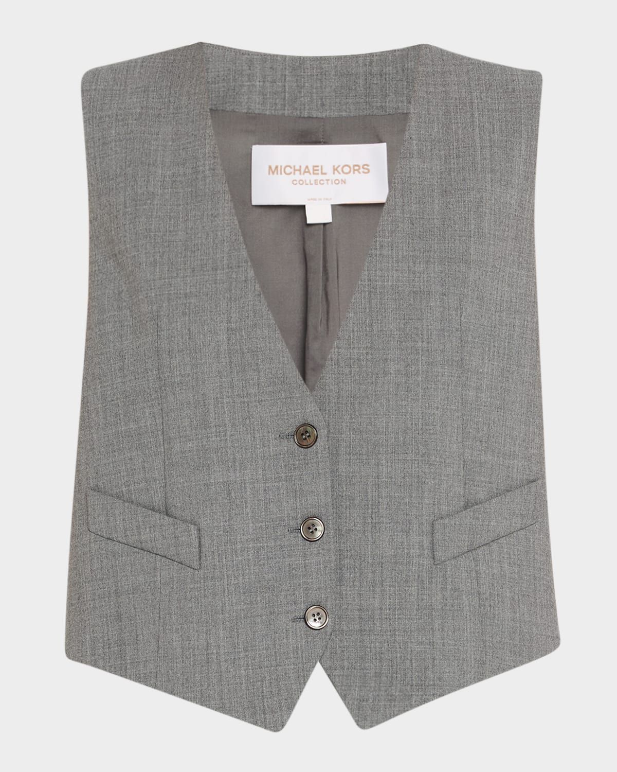 Single-Breasted Wool-Stretch Crop Vest